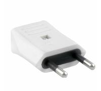 Clavija bipolar blanca 10 A, ideal para conexiones eléctricas seguras y eficientes en dispositivos y electrodomésticos.