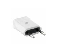 Clavija bipolar blanca 10A, ideal para conexiones eléctricas seguras en electrodomésticos y aparatos eléctricos.