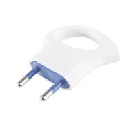 Clavija bipolar con asa, 4mm, 10A, 250V; ideal para conexiones eléctricas seguras en dispositivos variados.