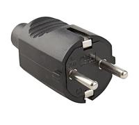Clavija de caucho negra 10/16A, resistente y duradera, ideal para conexiones eléctricas en exteriores y entornos industriales.