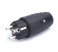 Clavija eléctrica - macho con tierra, fabricada en goma, ideal para conexiones seguras en instalaciones eléctricas.*