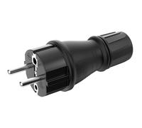 Clavija Enchufe Macho Electricas | Enchufe Schuko de goma IP54 | Extensión | Goma y plástico | Uso en exteriores | 1 Pieza | Negro