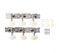 Clavijas cromadas para afinación de guitarra folclórica acústica 3R + 3L con función de bloqueo para mantenimiento de guitarra a largo plazo (B)