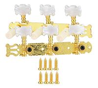 Clavijas de afinación de guitarra clásica Clavijas de máquina Hermoso diseño de flor blanca Metal Plástico Blanco dorado Espaciado entre ejes de 35 mm Piezas de repuesto para