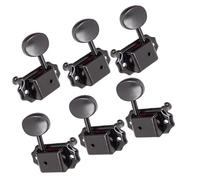 Clavijas de afinación, paquete de 6 afinadores de bloqueo de guitarra en línea, reemplazo de clavos de afinación de guitarra cromados(Black)
