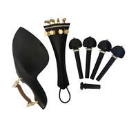 Clavijas de Afinación para Violín Conjunto completo de piezas for violín, accesorios ébano, tamaño 4/4, barbilla, cordal, clavijas, pasador Violín(Ebony wood B)