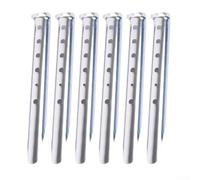 Clavijas de aluminio en forma de U para conexión a tierra segura, 6 estacas para acampar y aventuras al aire libre (plata)