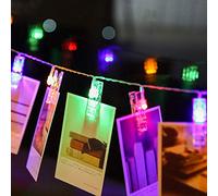 Clavijas de luces de fotos LED y cadena 20 Clips de luces de hadas de Led 3M / 9.8FT Baterías de interior, Marcos de fotos colgantes Decoraciones para bodas en el dormitorio, Batería de 3 * AA
