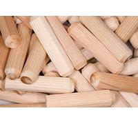 Clavijas de madera de 10 mm x 60 mm, clavijas ranuradas, clavijas biseladas estriadas de madera para muebles carpintería - Pack de 20 (madera de abedul)