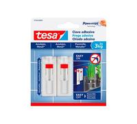 TESA 77764-00001-00 Clavo adhesivo ajustable para azulejos y metal 3 kg, Blanco, Set de 2 Piezas