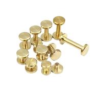 Clavo metálico con cabeza Phillips, Tornillos de encuadernación latón for álbum, cinturón cuero, billetera, varios tamaños, 10 Uds(Brass-flat Head,18MM-HEAD DIAMETER 10MM)