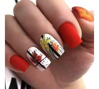 Clavos de graffiti inspirados en el Día de Acción de Gracias, arte de arce para mujeres y niñas, falso mate para vacaciones