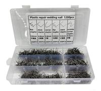 Clavos de soldadura de plástico, grapas de acero de 6 tamaños para reparación de parachoques, bajo punto de fusión para grietas y portones traseros, 1200-3000 piezas (1200 piezas)