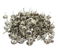 Clavos decorativos de latón dorado, tachuelas de empuje de 11x16mm for joyero, muebles, herrajes artesanales de madera(Silver,100pcs)