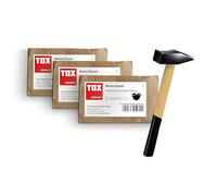 Clavos para cuadros TOX Home Classic en 3 tamaños + martillo de carpintero de 300 g, clavos de acero endurecido con cabeza de latón, 2,0 x 25/30/50 mm (20 unidades cada uno), 063909003