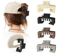 Claw Clips for Baseball Caps, 4Pcs Non-Slip Hat Hair Clips for Women, Strong Hold Square Design Hair Claw for Hats, Hair Accessories Gifts for Thick and Fine Hair (#B)