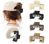 Claw Clips for Baseball Caps, 4Pcs Non-Slip Hat Hair Clips for Women, Strong Hold Square Design Hair Claw for Hats, Hair Accessories Gifts for Thick and Fine Hair (#A)