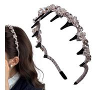 Claw Headband, Elegant Braid Hair Hoop, 5.51x5.51x1.57 Inches Rhinestones and Teeth, Fashion Hair Accessory, Non-Slip Stylish Band for Daily Wear, Gym, Travel, Summer Festivals