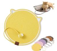 ClawLoom Dual Scratching Pad, 1/3Pcs Celery Pets Cat Scratcher Mat, Natural Cotton Rope Cat Scratching Mat, 17”/20” Dual Scratching Pad with Cat Toy, Protects Furniture (Yellow A,19in)