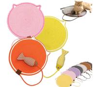 ClawLoom Dual Scratching Pad, 1/3Pcs Celery Pets Cat Scratcher Mat, Natural Cotton Rope Cat Scratching Mat, 17”/20” Dual Scratching Pad with Cat Toy, Protects Furniture (3Pcs A,19in)