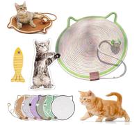 ClawLoom Dual Scratching Pad, 17''/20'' Scratching Pads for Indoor Cats, Natural Cotton Rope Cat Scratching Mat, Large Size Cats ScratchingPad with Cat Toy, for IndoorCats (G,42cm)