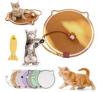 ClawLoom Dual Scratching Pad, 17''/20'' Scratching Pads for Indoor Cats, Natural Cotton Rope Cat Scratching Mat, Large Size Cats ScratchingPad with Cat Toy, for IndoorCats (E,50cm)