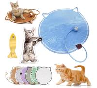 ClawLoom Dual Scratching Pad, 17''/20'' Scratching Pads for Indoor Cats, Natural Cotton Rope Cat Scratching Mat, Large Size Cats ScratchingPad with Cat Toy, for IndoorCats (F,50cm)