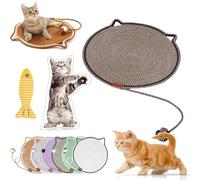 ClawLoom Dual Scratching Pad, 17''/20'' Scratching Pads for Indoor Cats, Natural Cotton Rope Cat Scratching Mat, Large Size Cats ScratchingPad with Cat Toy, for IndoorCats (D,50cm)