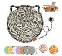 Clawloom Dual Scratching Pad, 2025 New Scratching Pads for Indoor Cats, Cat Scratcher Mat, Large Size Cat Bed Cat Scratching Pad with Cat Toy, Protects Furniture (Black-A,L(50CM))