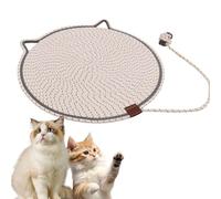 ClawLoom Dual Scratching Pad, Natural Cotton Rope Cat Scratching Mat, Large Cats Bed Scratching Mat with Ball Toy (White,43cm)