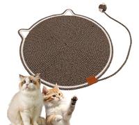 ClawLoom Dual Scratching Pad, Natural Cotton Rope Cat Scratching Mat, Large Cats Bed Scratching Mat with Ball Toy (Dark Brown,60cm)