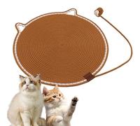 ClawLoom Dual Scratching Pad, Natural Cotton Rope Cat Scratching Mat, Large Cats Bed Scratching Mat with Ball Toy (Brown,35cm)
