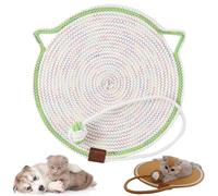 ClawLoom Dual Scratching Pad, Natural Cotton Rope Cat Scratching Mat, Scratching Pads for Indoor Cats with Cat Toy (Green,Large)
