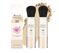 Clawrex Polvo de protección solar, 2 unidades de polvo mineral, protección solar mineral SPF 30, polvo suelto, control de aceite, acabado mate natural, resistente al agua, larga duración, polvo de