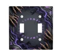 Claws - Placa de cubierta de interruptor de luz doble, diseño gótico misterioso de humo de ojo de Halloween, plástico negro, tamaño estándar, placa decorativa para el hogar, sala de estar, decoración