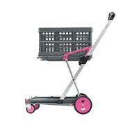 CLAX® Carro de mano, carro de transporte, plataforma, carrito con ruedas, incluye caja plegable, color rosa