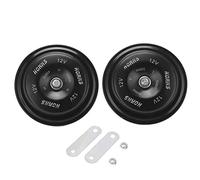 Claxon eléctrico 2pcs 110dB para coche 12V, bocina impermeable de metal en naranja rojo - sonido potente y duradero, fácil instalación para camiones, motos y barcos (negro)