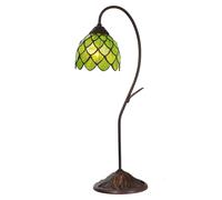 Clayre&Eef Lámpara de mesa 5LL-6045, verde, estilo Tiffany