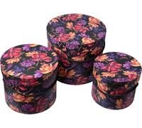 Clayre & Eef Opbergdoos Rond Bloemen Van 3 - Caja de cartón (23 x 20 cm, diámetro de 20 x 17 cm, diámetro de 17 x 14 cm), color naranja