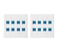 ClAZTyict 2X Placa de Pared Ethernet 8 Puertos - Doble Banda Cat6 RJ45 Conector Cable de Red Placa Frontal Hembra Una Hembra - Azul
