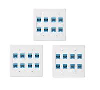 ClAZTyict 3X Placa de Pared Ethernet 8 Puertos - Doble Banda Cat6 RJ45 Conector Cable de Red Placa Frontal Hembra Una Hembra - Azul