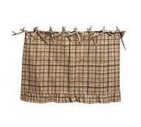 CLBDRESS Delantal de Horno Artesanal con Bordado, Cortina Cocina Campestre Resistente al Calor, Volantes & Lazos de Cinta, Oculta el Desorden para Cabaña - Fácil Instalación