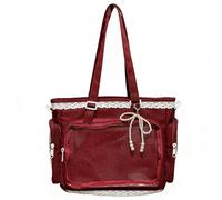 CLBDRESS Linda Ita Crossbody Tote Bag, Bolso Tote Hombro con Exhibidor de Pines, Kawaii Bolso Mensajero Encaje con Dije de Perla para Trabajo, Viaje, Compras, Citas