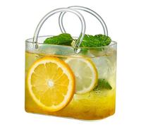 CLBDRESS Verre à Boire en Forme de Sac à Main avec Paille, Verres à Vin Uniques en Forme de Sac à Main, Jolie Pochette en Verre pour Boissons, Vase Décoratif Bol à Poisson pour Jus Fruits, Thé, Fleurs