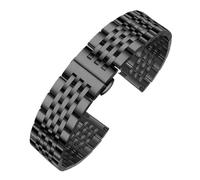 CLCLGOKKOH Men's steel watch strap with stainless double-press folding clasp and flat arc interface(A,16mm)