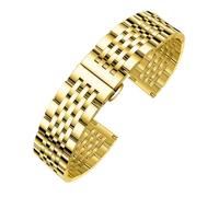 CLCLGOKKOH Men's steel watch strap with stainless double-press folding clasp and flat arc interface(C,12mm)