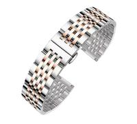 CLCLGOKKOH Men's steel watch strap with stainless double-press folding clasp and flat arc interface(D,16mm)