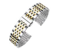 CLCLGOKKOH Men's steel watch strap with stainless double-press folding clasp and flat arc interface(E,22mm)