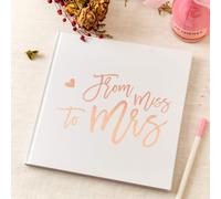 Clculo Polaroid Bridal Shower Visit Book de Miss to Mrs Bachelorette Party Libro ilustrado 8.5 Pginas cuadradas en blanco Cubierta blanca Rose Gold