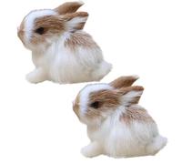 Cldaisy 2 mini conejos de simulación, conejos de peluche realistas y lindos conejitos de peluche realistas en miniatura, conejos blancos, decoración de fiesta para el hogar, modelo, regalo, miniaturas